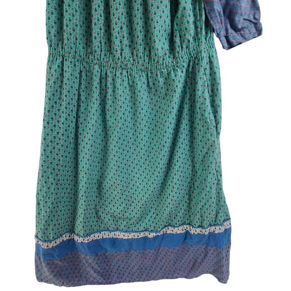 Indian Cotton Sundress by Indus Vintage 70s Patchwork Peasant Dress Size Medium - Picture 2 of 9